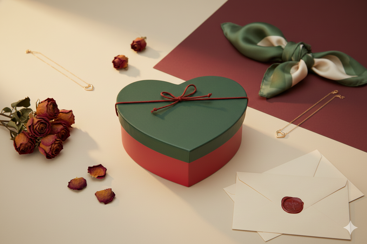 Emartbuy - Vendita all'ingrosso Confezioni regalo - Scatola regalo a forma di cuore di lusso rossa/verde - Singola (Taglie disponibili)2