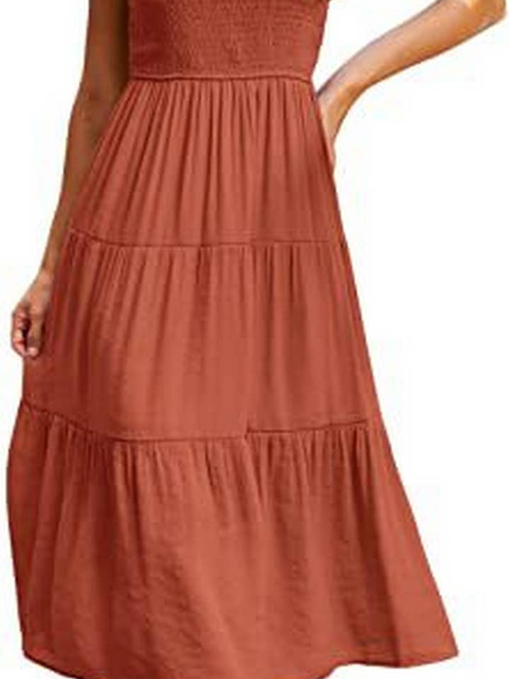 NINEXIS - Wholesale Dress - Women's - CWDMD2568_FLYING SLEEVE SHIRRED LAYERED SHORT SLEEVE DRESS20