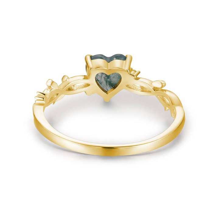 Azura Jewelry - Wholesale Band/Stacked Ring - Everlasting Heart Moss Agate Ring (Yellow Gold)©