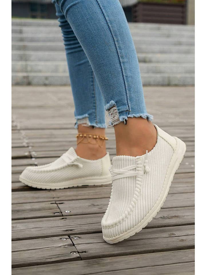Little Daisy Closet - Wholesale Slip On Sneakers - Women's - LDC Solid Ribbed Criss Cross Slip On Casual Shoes