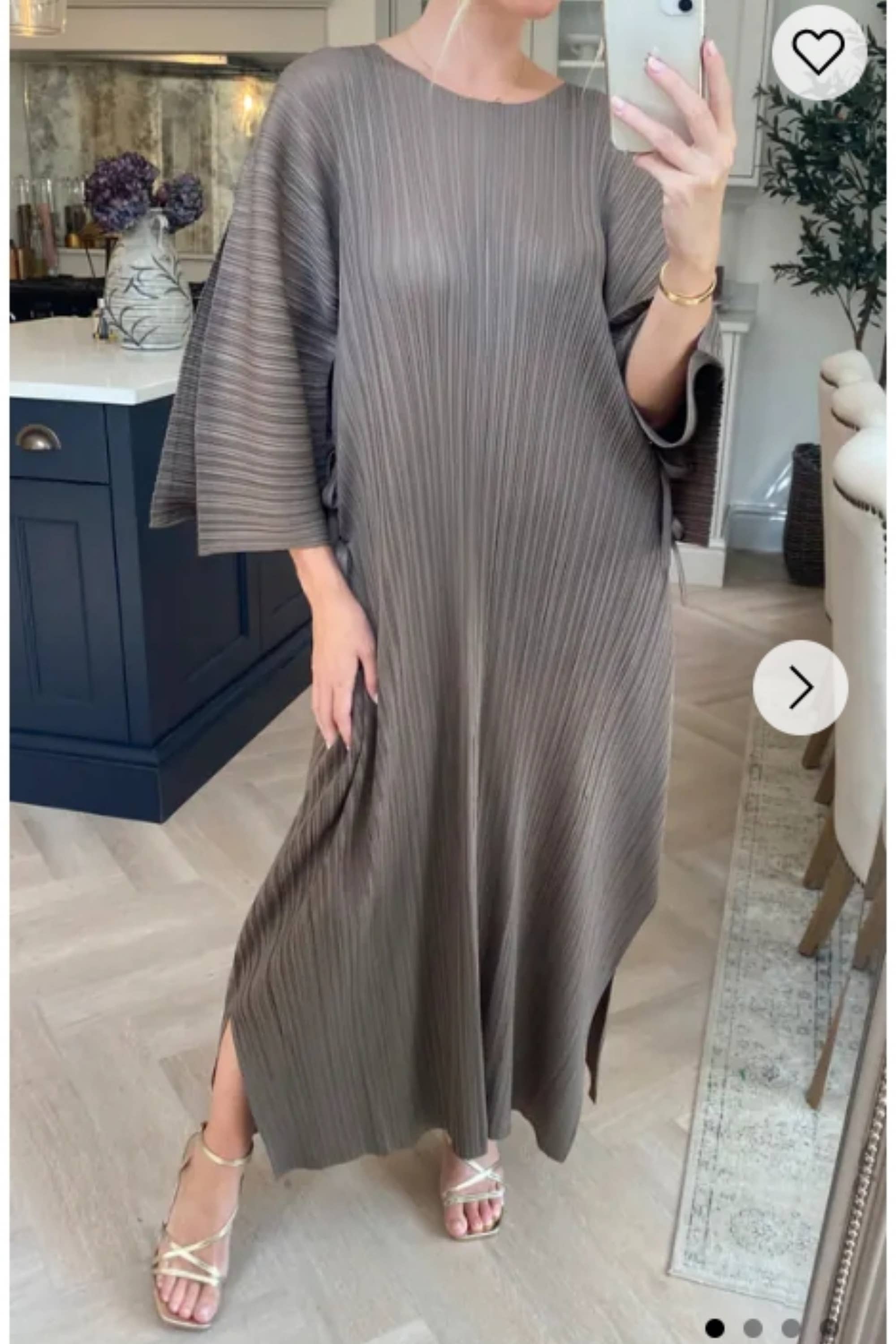 CY FASHION. LONDON – wholesale Dress – Women's – Full Length Pleated maxi dress with cap sleeves in Moka1