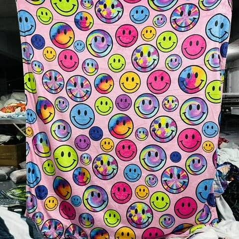 Pink Multi Face Plush Twin Size Blanket for wholesale by lil darlings inc