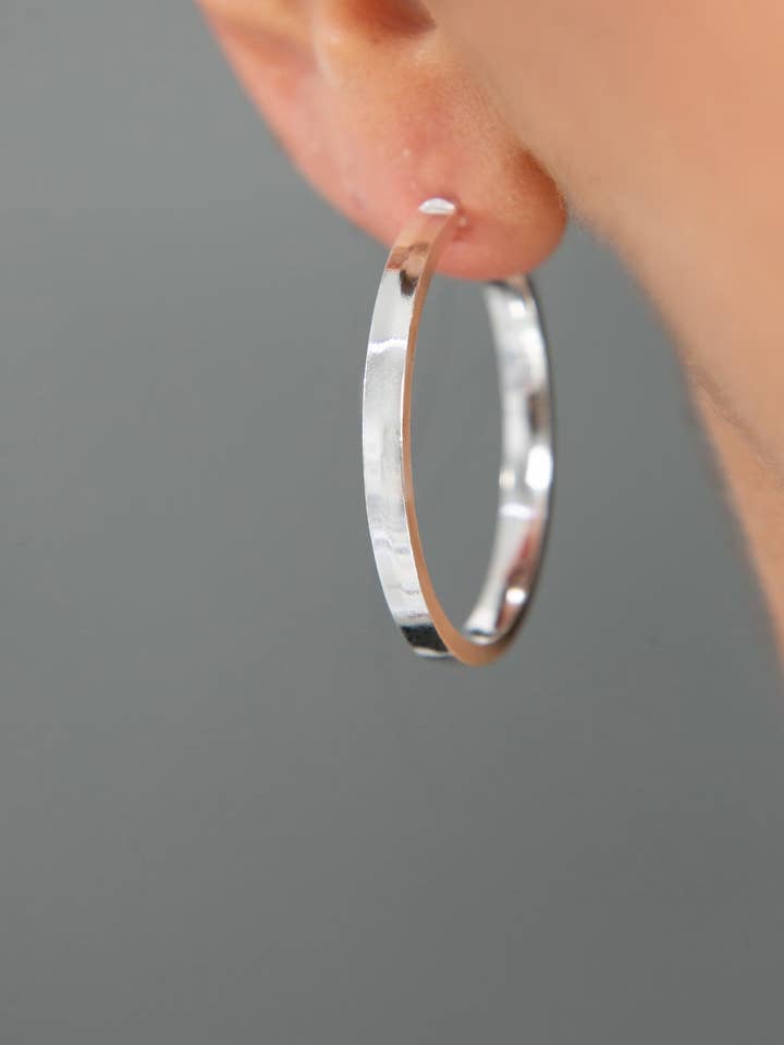 Women's 925 Sterling Silver Italian Hoop Earrings for wholesale by Volenia Silver