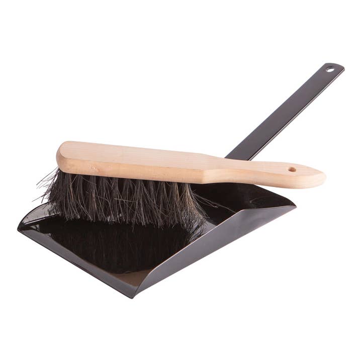 Rinkit Ltd - Wholesale Dusting Brush & Duster - Black Fireplace Dustpan & Brush Set - By Hammer & Tongs