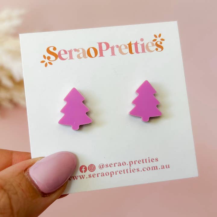 Lilac Christmas Tree Studs for wholesale by Serao Pretties