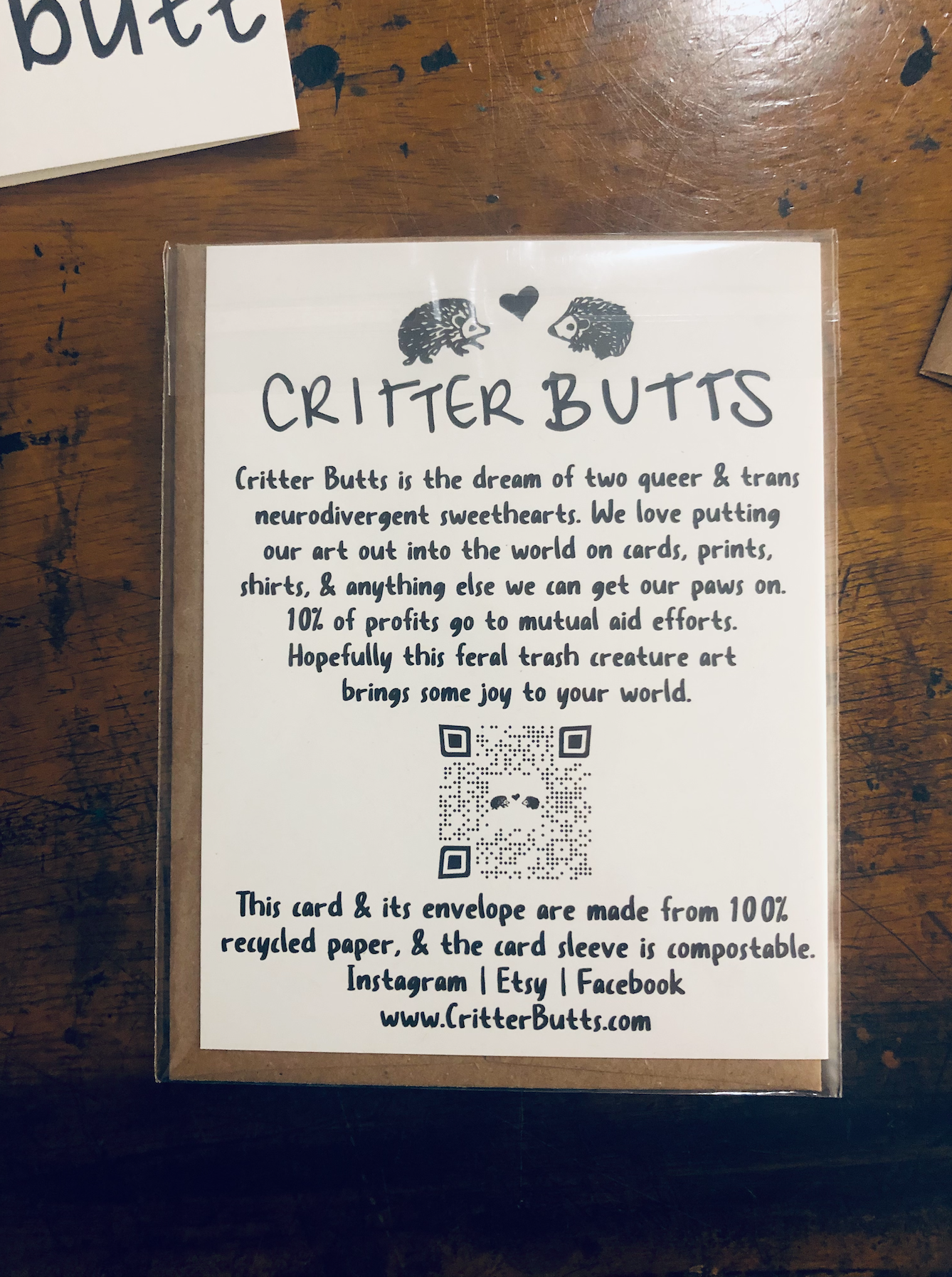 Critter Butts - Wholesale Gewone wenskaart - Nice Butt Bear - 100% gerecyclede wenskaart5