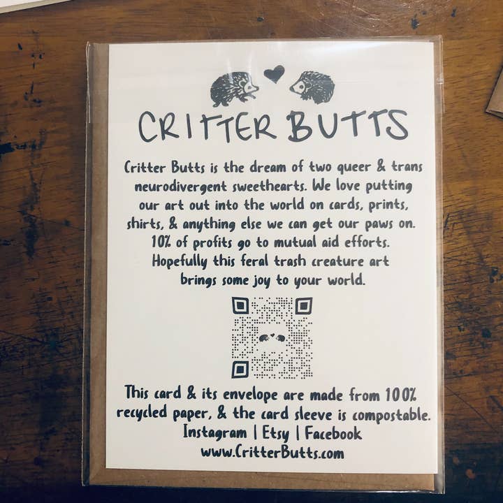 Critter Butts - Wholesale Gewone wenskaart - Nice Butt Bear - 100% gerecyclede wenskaart5