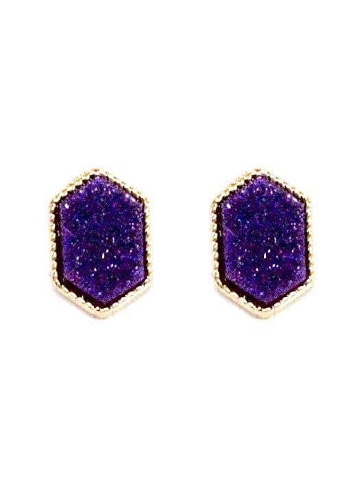 MiMi Wholesale - Wholesale Stud/Post Earrings - VE2334 Peggy Druzy Hexagon Post Earrings19