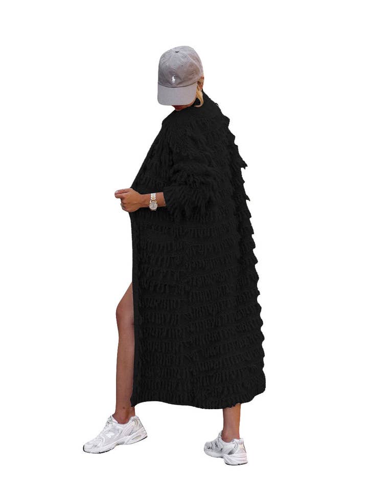 MB Fashion Wholesale - Wholesale Cardigan - Women's - MB FASHION Long Fringe Textured Open-Front Cardigan 1282LY4