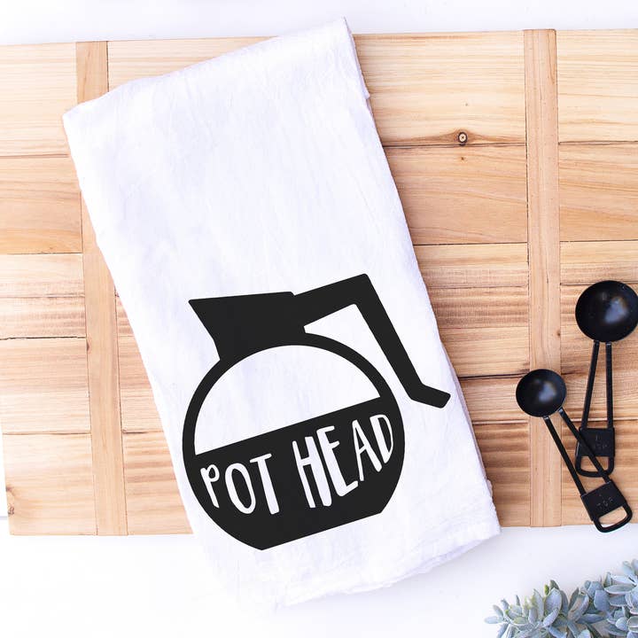 Torchon de cuisine et torchon Pot Head, Coffee Lover pour la vente par Designing Moments