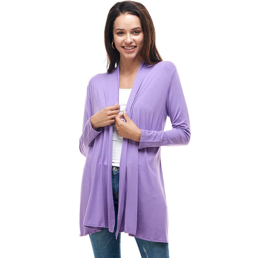 Azules Clothing - Venta al por mayor Cárdigan - Mujer - Cárdigan drapeado de manga larga con parte delantera abierta51