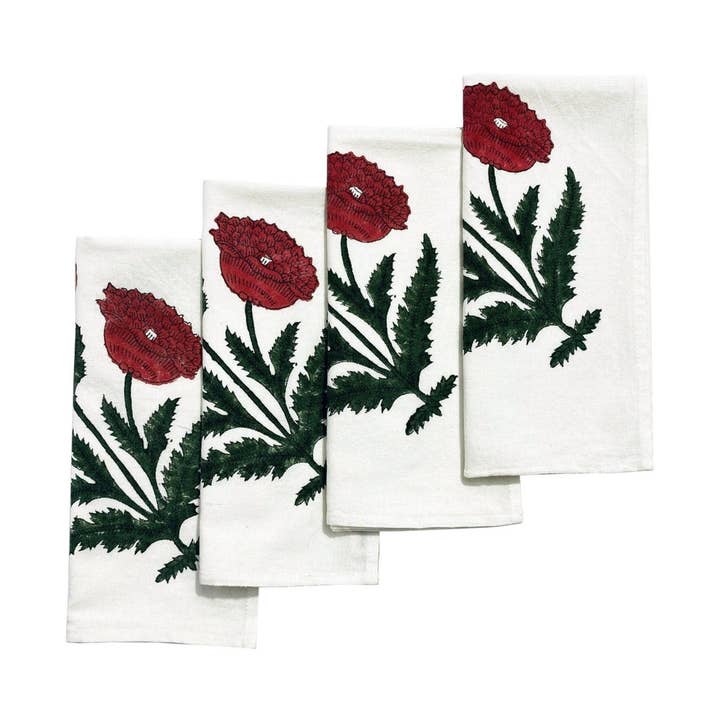 Red Poppy Napkins (4) for wholesale by Chefanie