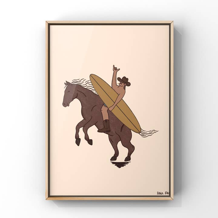 Surf 'n' Saddle art print for wholesale by Surf Cowboy