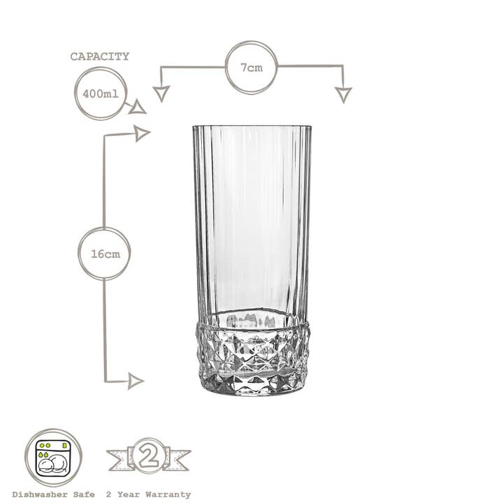 Rinkit Ltd - Wholesale Cocktail/Liquor Glass - Bormioli Rocco America '20s Highball Glass - 400ml - Clear5