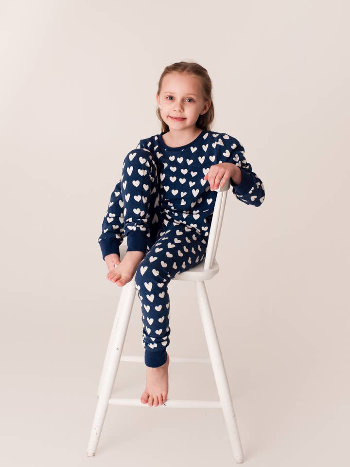 Navy Heart Classic Leggings - Extra Warm for wholesale by Little K
