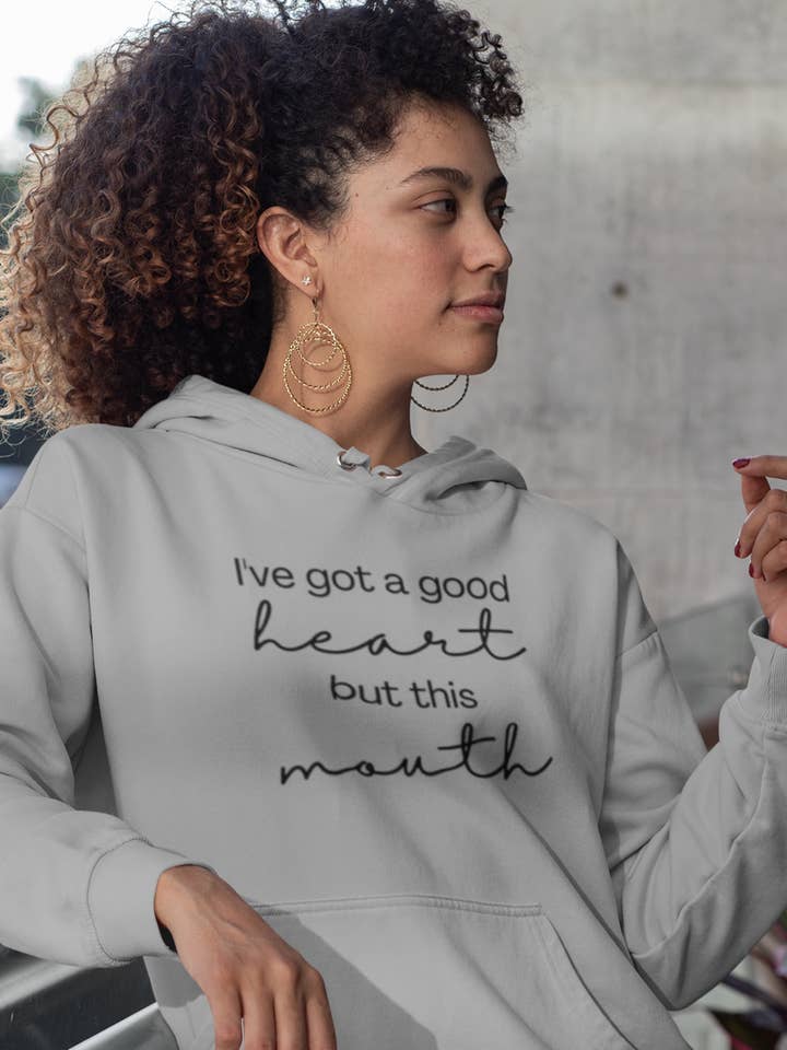 I've Got A Good Heart But This Mouth - Women's Hoodie for wholesale by Smart Ass Shirts