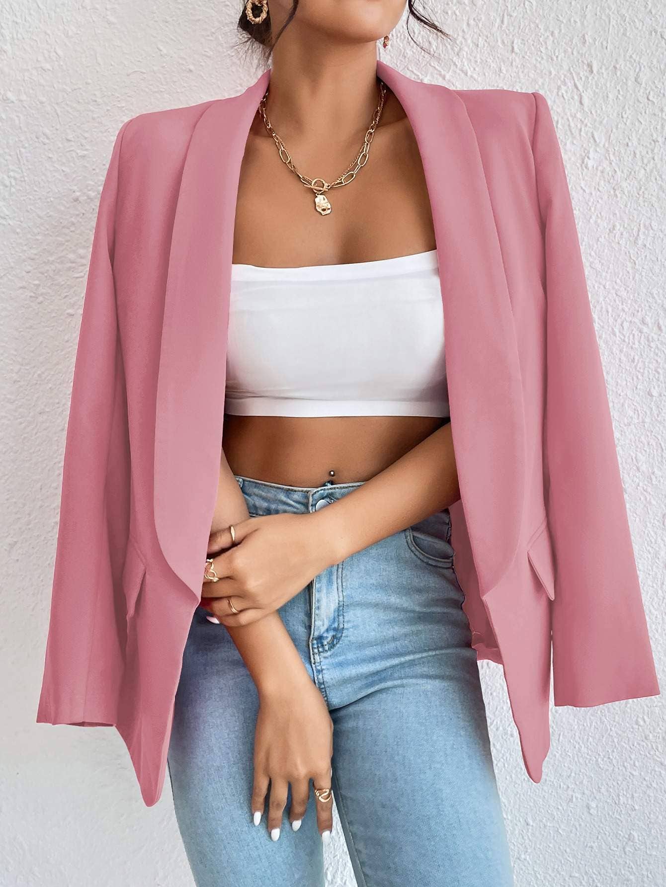 Flarix - Vente Blazer – femme - blazer à col châle uni3