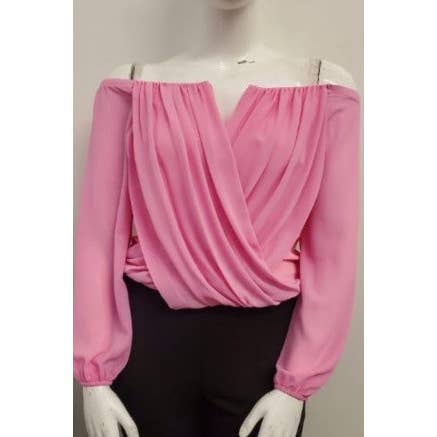 Curve Market - Wholesale Blouse - Women's - PLUS SIZE CHIFFON OFF THE SHOULDER SURPLICE TOP6