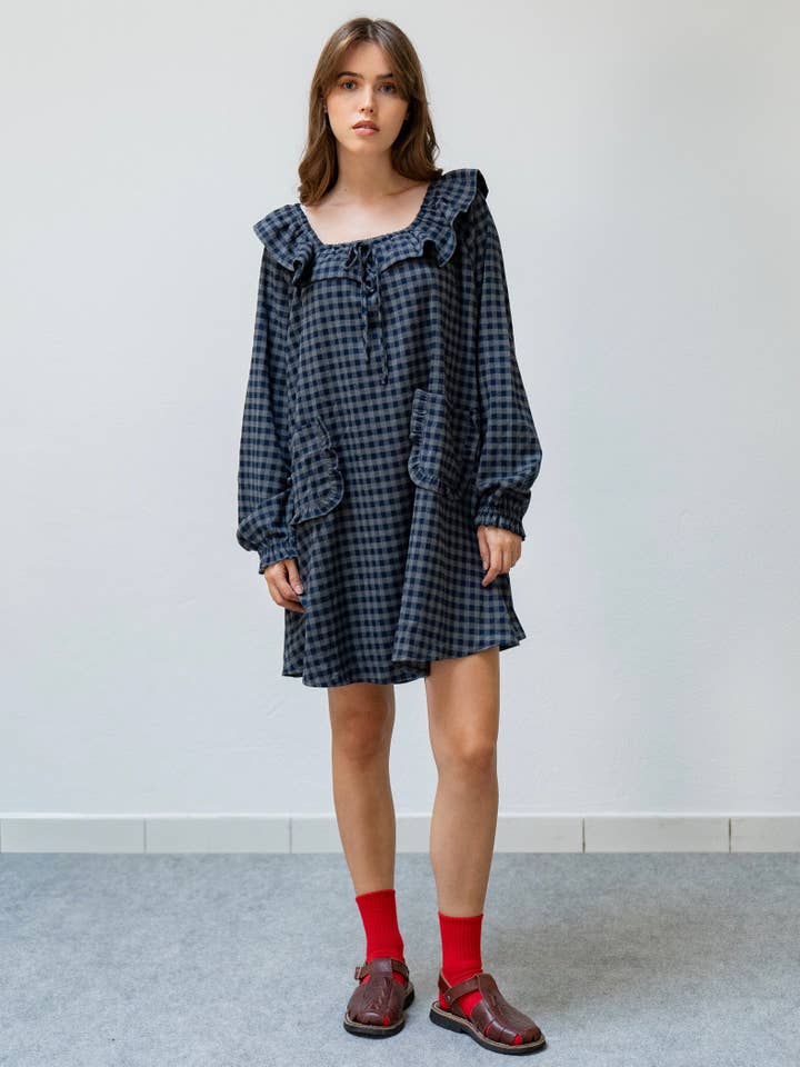 32112 VESTIDO XADREZ por atacado de Daphnea