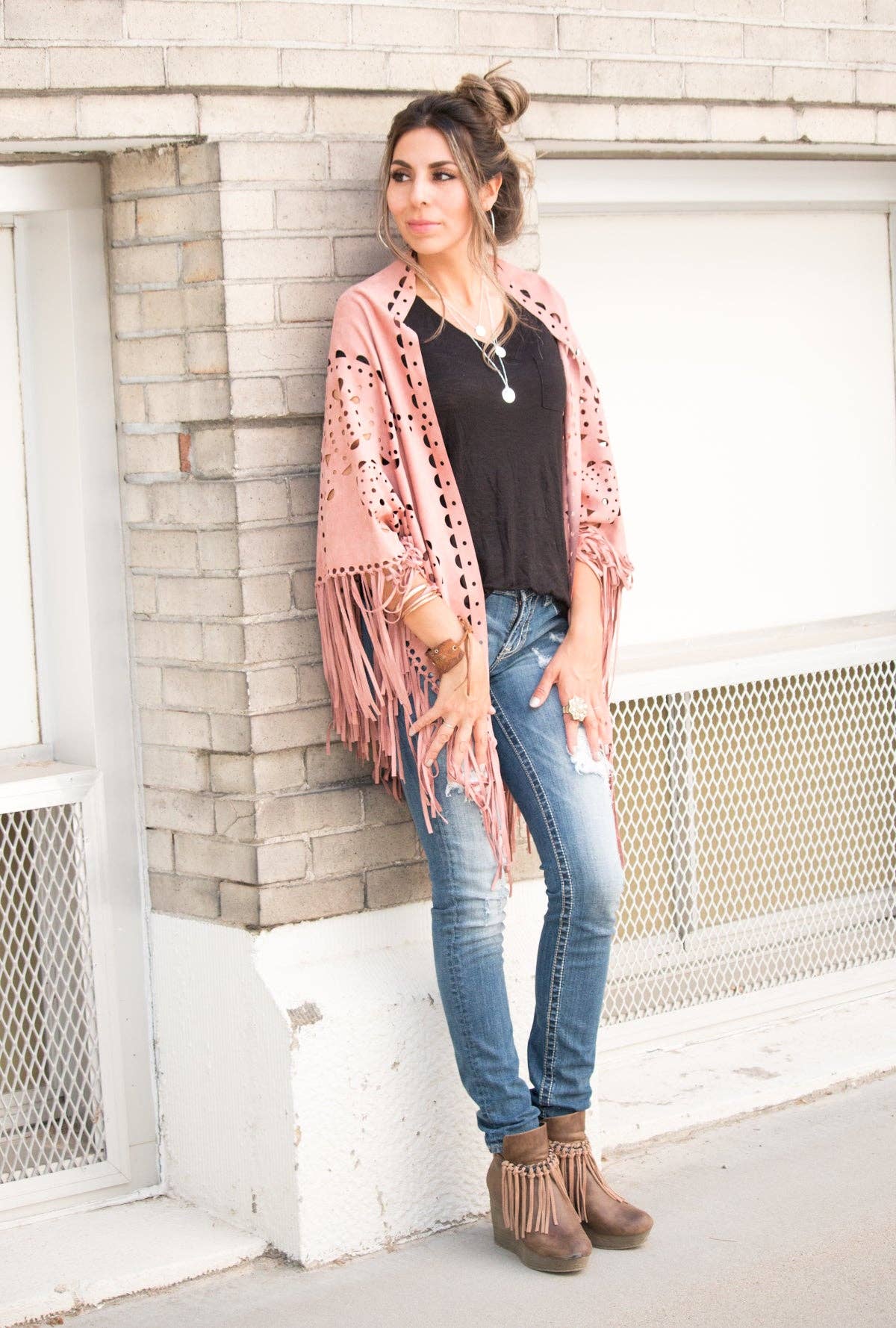 Hipster Row - Wholesale Poncho - Women's - Suede Fringe Poncho5
