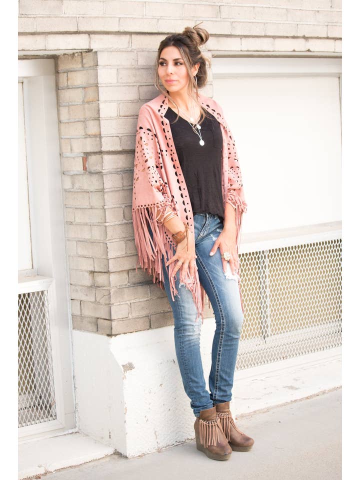 Hipster Row - Wholesale Poncho - Women's - Suede Fringe Poncho5