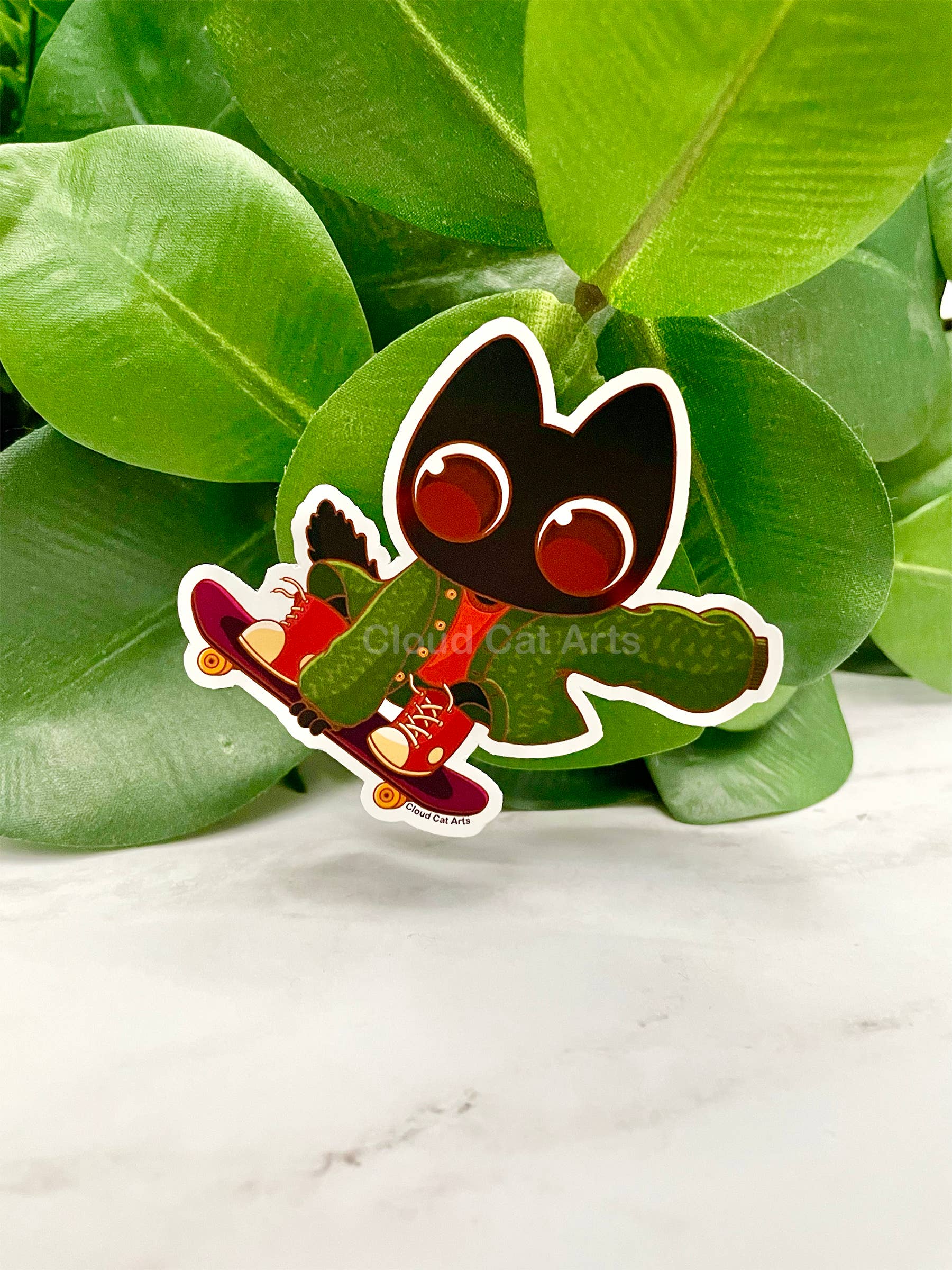 Cloud Cat Arts - Wholesale Sticker - Kick Flip Milo - Black Cat Skateboard -Vinyl Sticker2