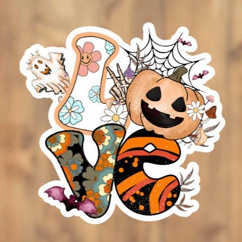 Halloween Love, Vinyl Sticker, Love Sticker, Halloween Theme, Happy Halloween, Pumpkin, Spider Web, Halloween Aesthetic, Ghost, Laptop for wholesale by All for Iris