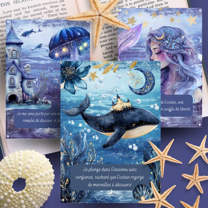 32 Positive Affirmation Cards The Treasures of the Ocean for wholesale by Les Moonettes
