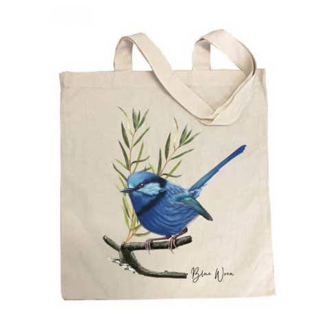 AGCB1011: Blue Wren Cotton Tote Bag for wholesale by Australiana Gifts Co