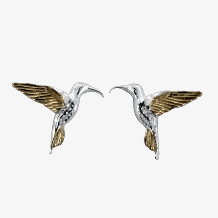 Silver and Golden Hummingbird Earrings for wholesale by REEVES & REEVES