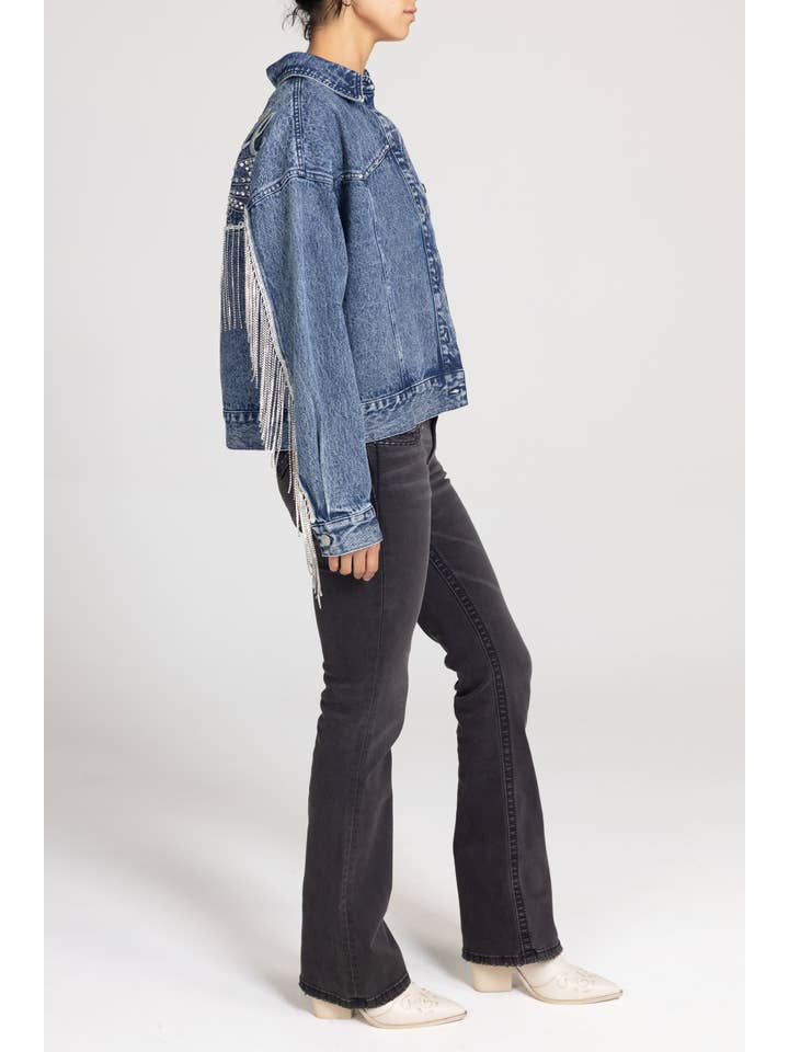 Miss Me - Wholesale Denim Jacket - Women's - MJ0729L- NASHVILLE FRINGE DENIM JACKET2