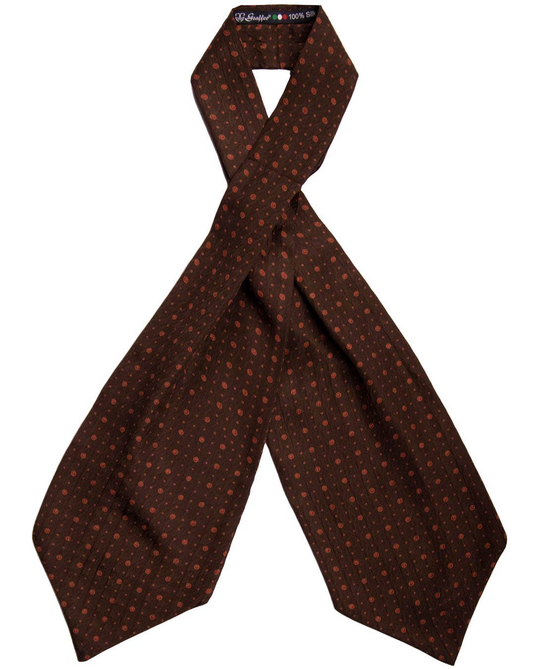 Graffeo Cravatte – wholesale Necktie – Men’s – Ascot in Light Brown Patterned Brown Silk Crepe de Chine AS610