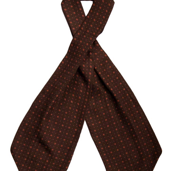 Graffeo Cravatte - Vendita all'ingrosso Cravatta - Uomo - Ascot in Crepe de Chine di Seta Marrone Fantasia Marrone Chiaro AS61