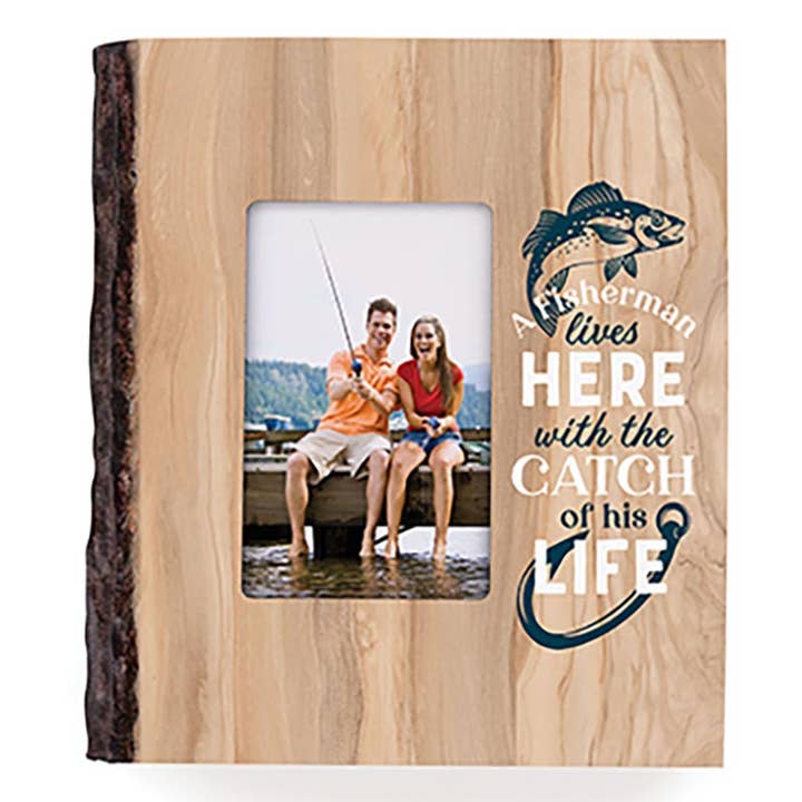 Lake & Lodge Collection Photo Frame - A Fisherman Lives Here for wholesale by P. Graham Dunn