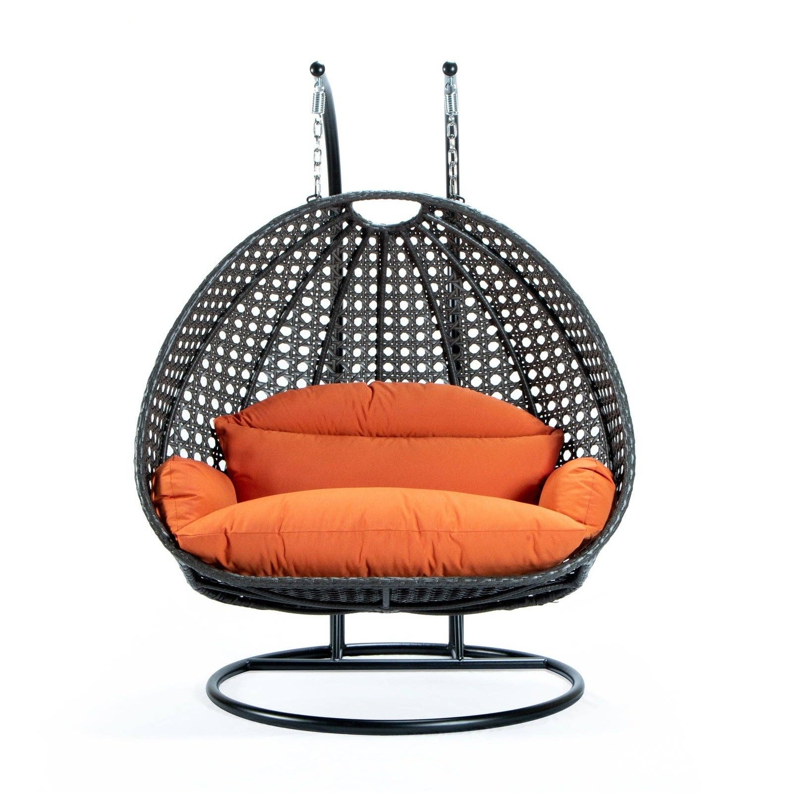 LeisureMod - Wholesale Egg Chair - Modern Charcoal Wicker Hanging Double Seater Egg Swing Chair91