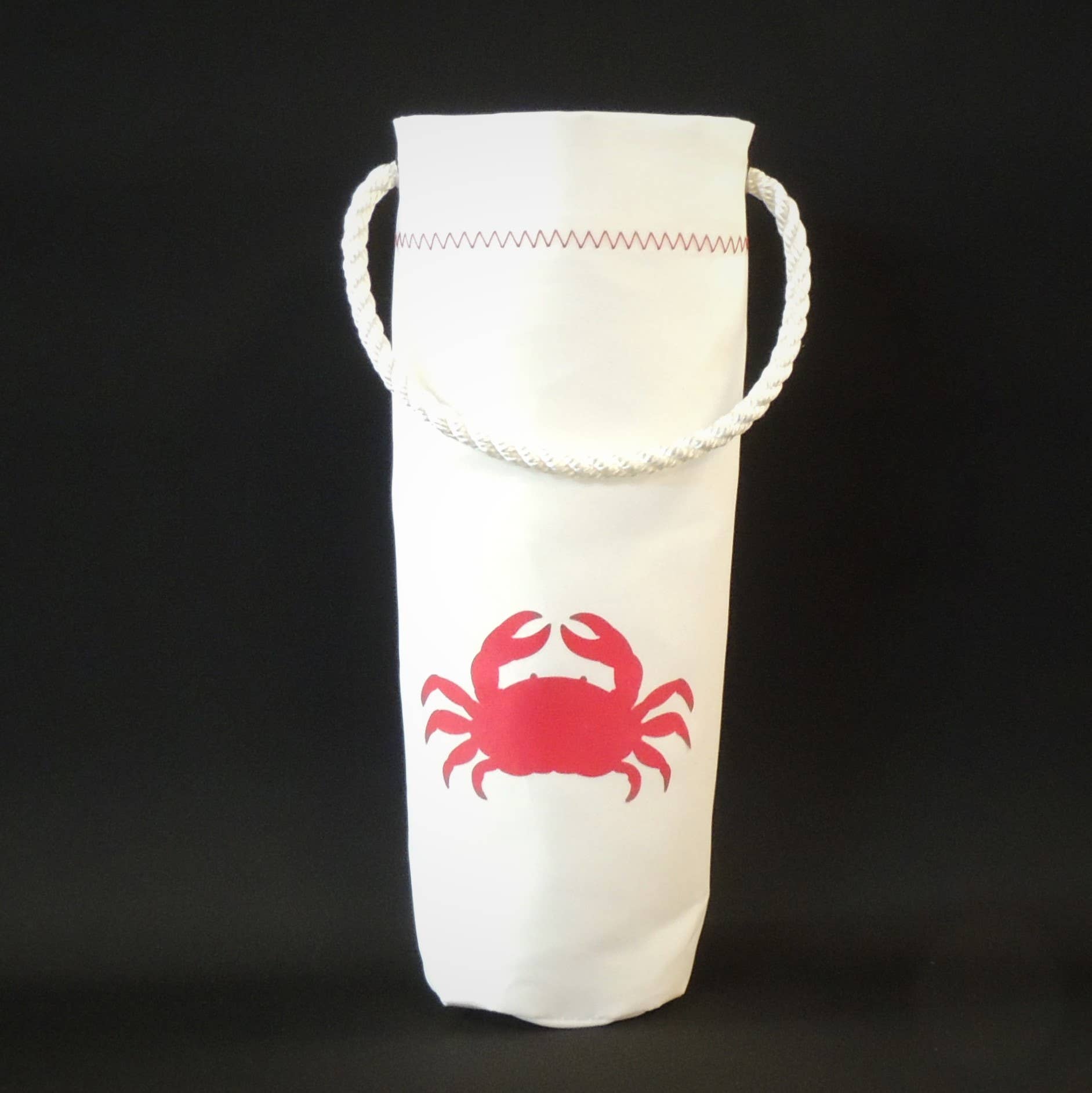 Mainland Canvas – wholesale Wine tote – Sailcloth Wine Tote with Red Crab Design0