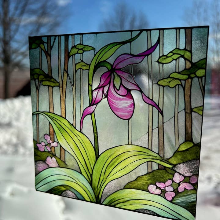 Cosmic Artware - Wholesale Suncatcher - Stained Glass Vinyl Window Cling, Pink Lady Slipper5