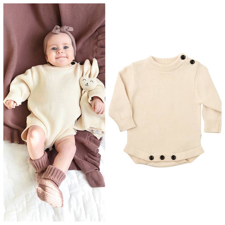 Pull souvenir pour bébé en tricot boules couleur flocons d'avoine pour la vente par Gigi and Max