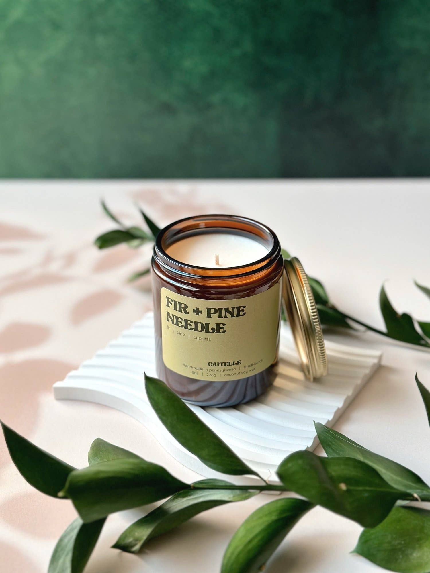 Caitelle - Wholesale Jar/Filled Candle - Fir & Pine Needle Handmade Coconut Soy Wax Candle2