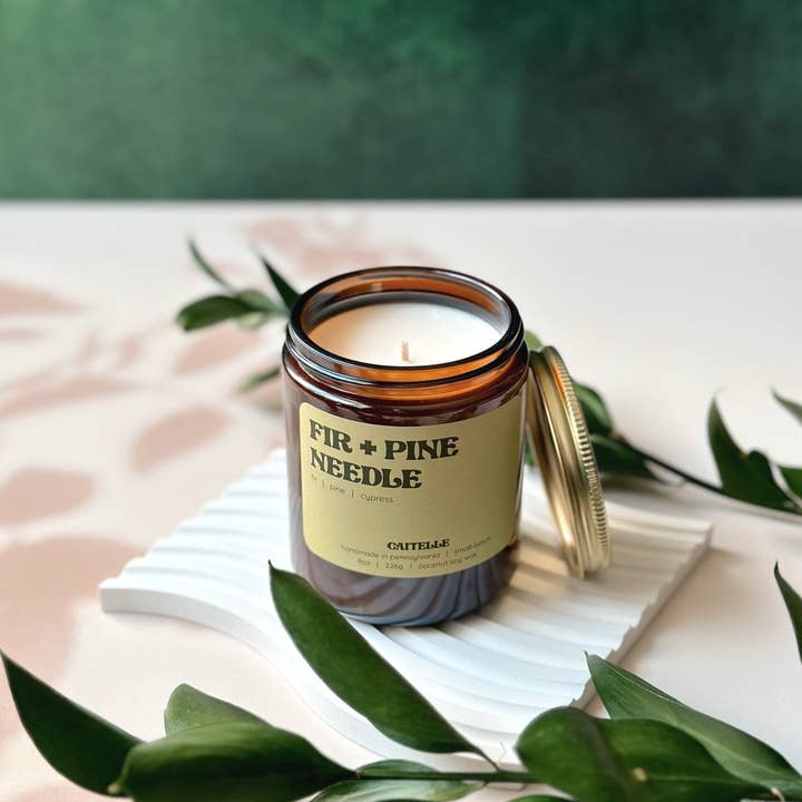 Caitelle - Wholesale Jar/Filled Candle - Fir & Pine Needle Handmade Coconut Soy Wax Candle2