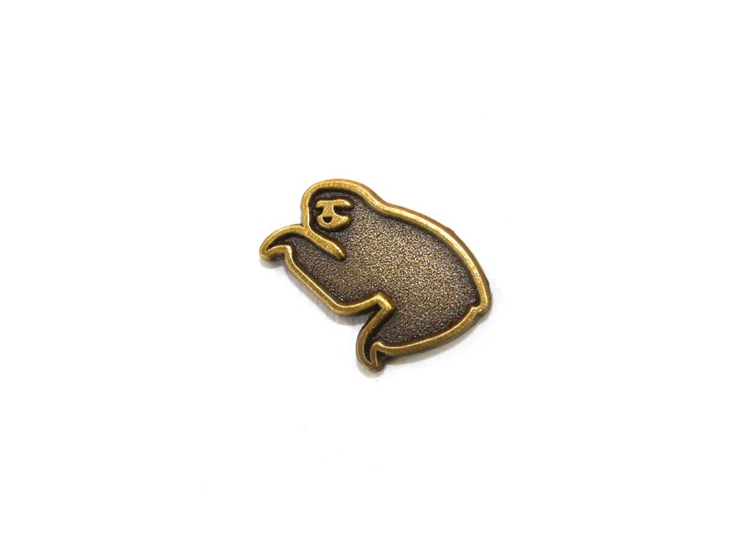 Sloth Steady - Wholesale Lapel Pin/Button - The Gold on Gold Mini Sloth Pin0