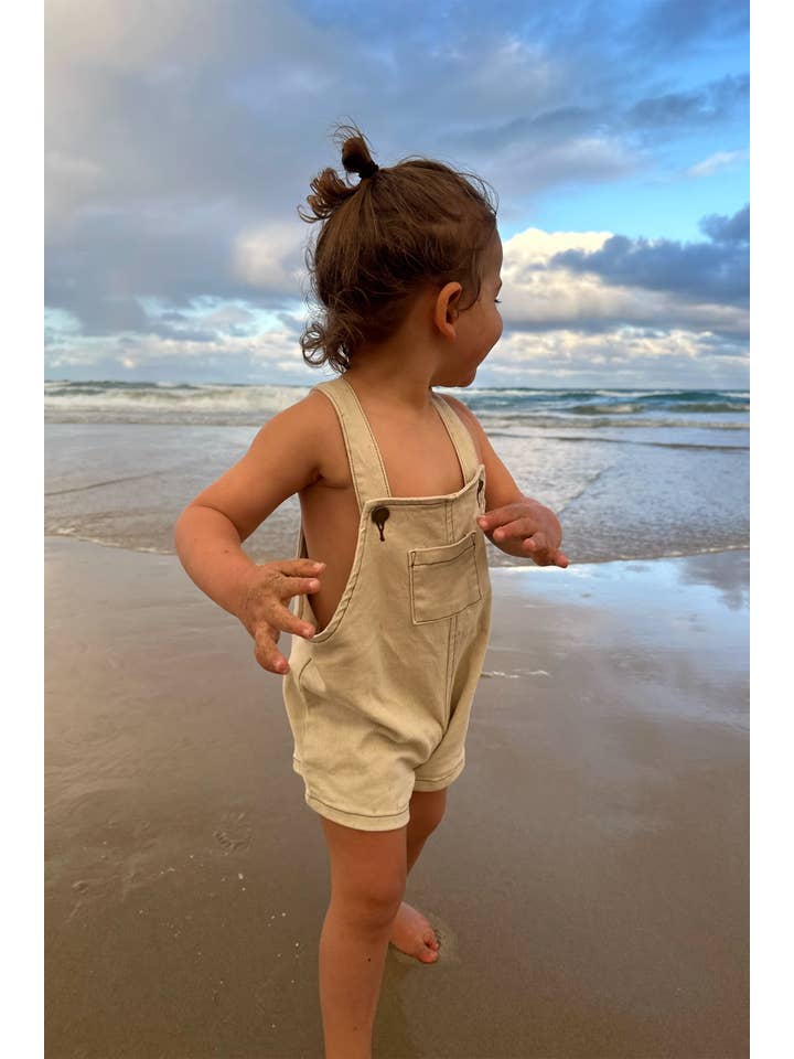 Sand Mini Denim Overalls (Sand) for wholesale on Faire6