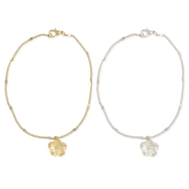 ZAD - Wholesale Anklet - Hawaiian Dream Plumeria Charm Carded Anklet1