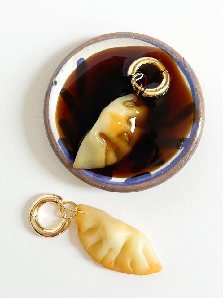 Dumpling Charm Hoop Earrings for wholesale by Cast & Clay