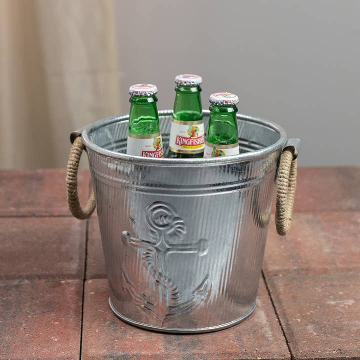 India Handicrafts Inc - Wholesale Bucket/Pail - Anchor & Rope Storage Bucket