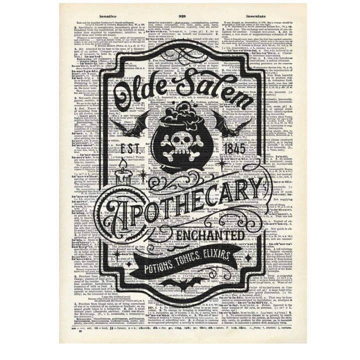 Crazilyhumbledesigns - Vente Affiche d'art - Impression du dictionnaire Salem, magique, céleste et vintage