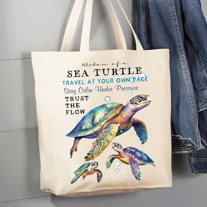 Bolsa de lona Wisdom Ocean de Coastal Sea Turtle, 12 oz para venta al por mayor de Avery Lane Gifts