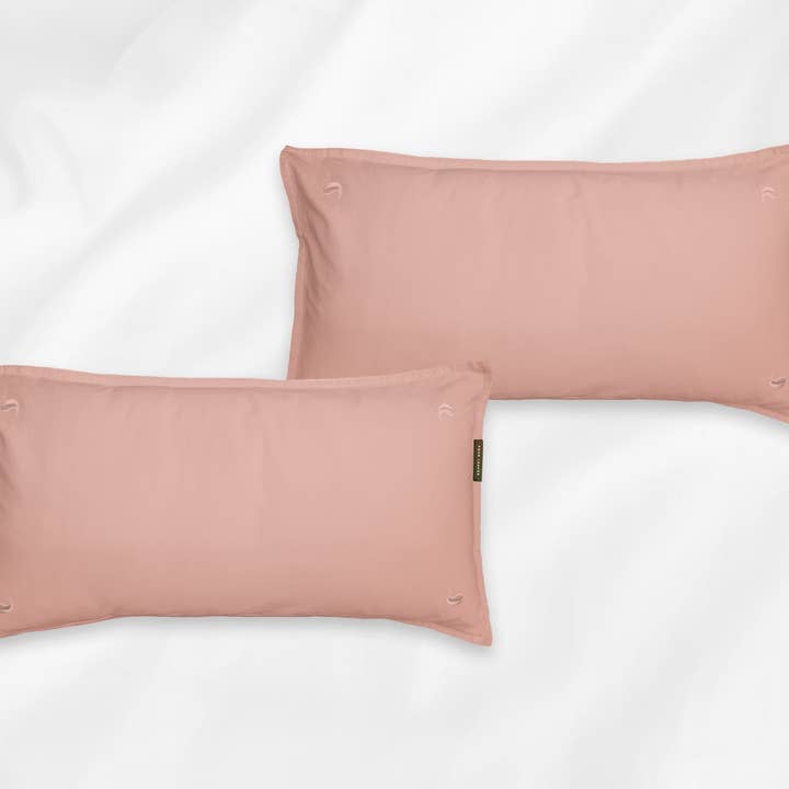 Set kussenslopen in percal Bundala (roze met roze bladeren) voor wholesale door Four Leaves