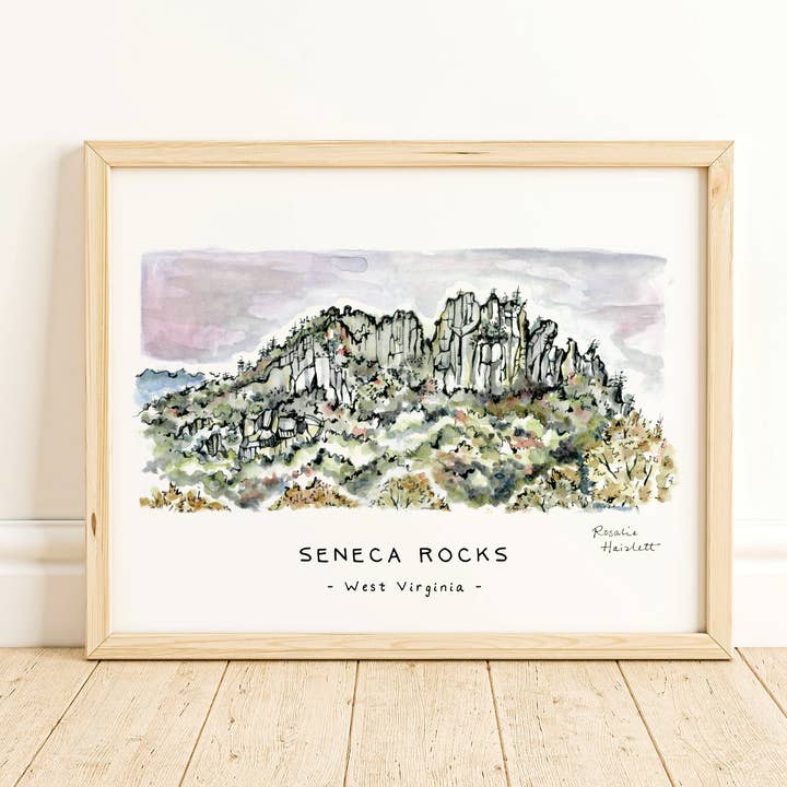 Rosalie Haizlett Illustration - Wholesale Art Print - Seneca Rocks Watercolor Art Print1