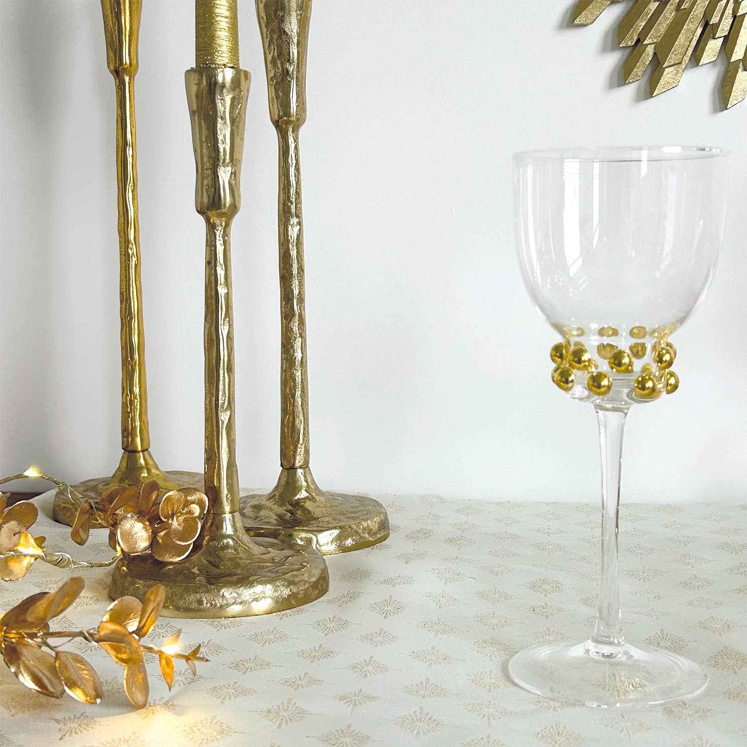 Opjet Paris - Wholesale Drinking Glass/Cup - Gold pearl stem glass D8,5 H21cm1